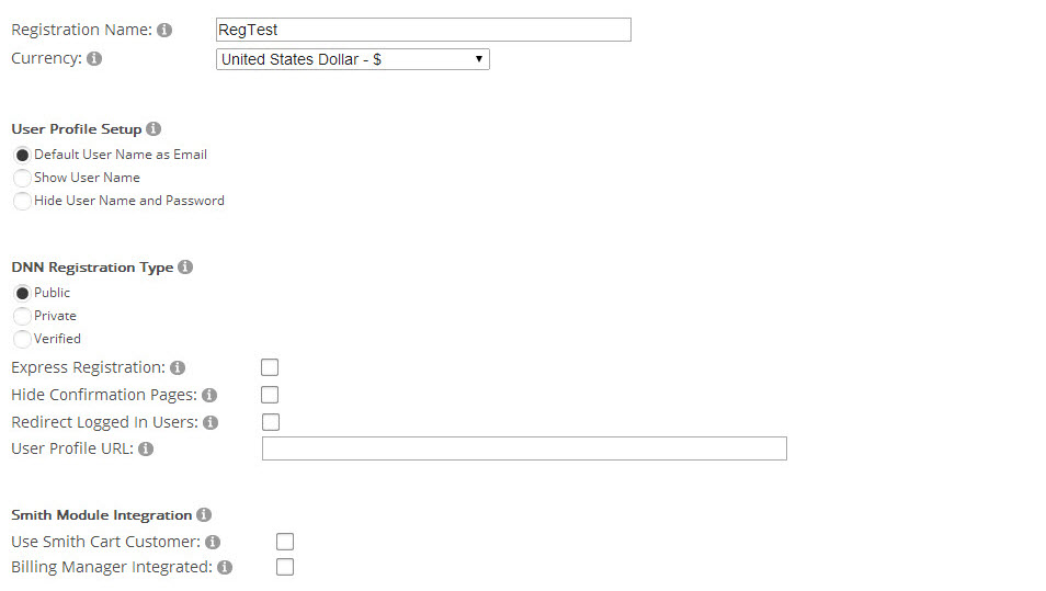 General Registration Setup